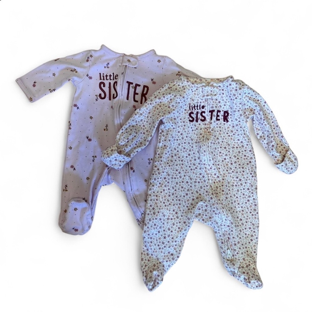 Carters Little Sister Pajamas Pair 3 Months Purple Floral
